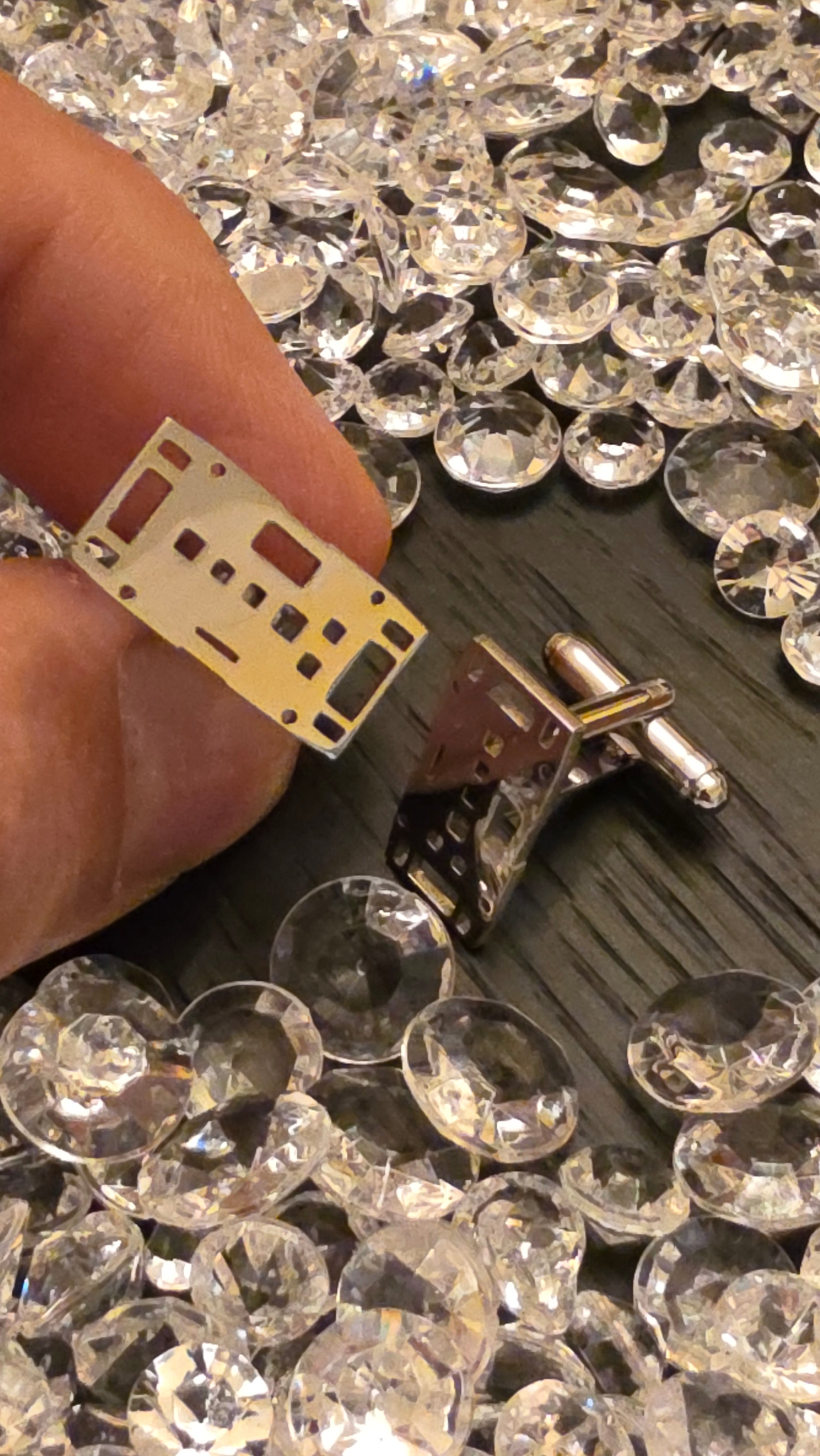 Fussplatten Manschettenknöpfe silber