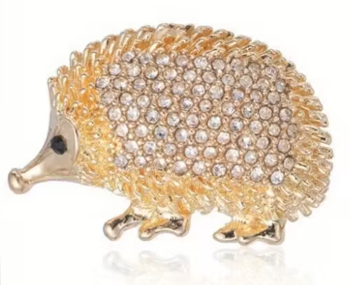 Igel Brosche 38 mm Mit Kristallen.