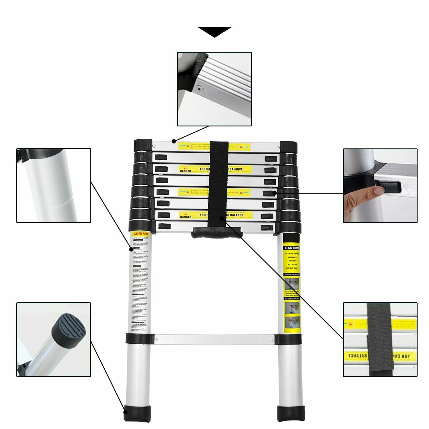 Teleskop-Anlegeleiter 200/260/320/380/410/440 cm