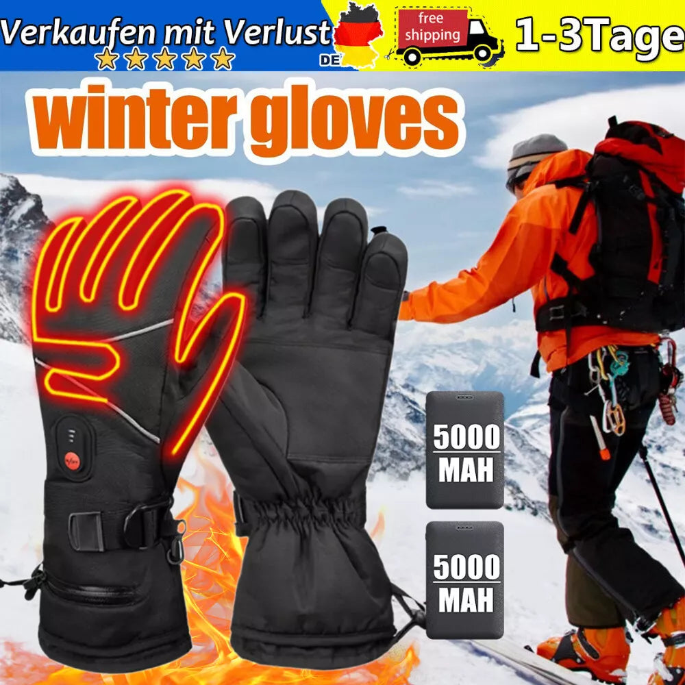 Handschuhe Einheitsgröße beheizbar mit 2 x 5000 mAh Akku. Für Skiurlaub, Motorrad. Im Winter in kalten Zeiten.