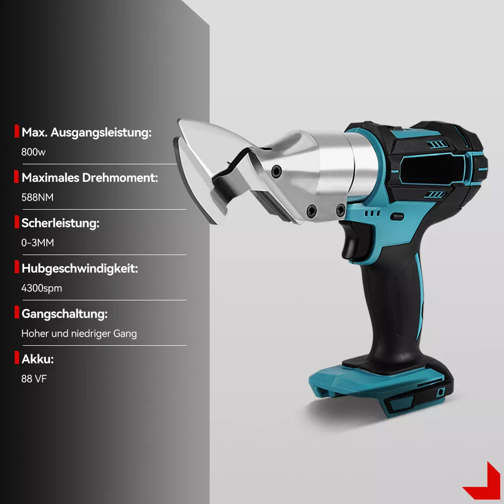 Akku-Blechschere Akkuschere, elektrische Blechschneider. Der Metallschneider! Inkl. 2x Akkus