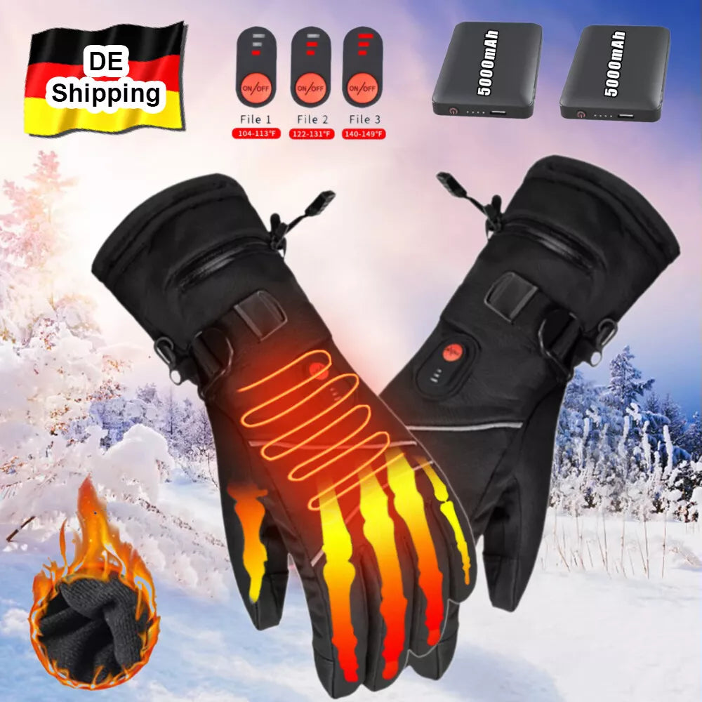 Handschuhe Einheitsgröße beheizbar mit 2 x 5000 mAh Akku. Für Skiurlaub, Motorrad. Im Winter in kalten Zeiten.