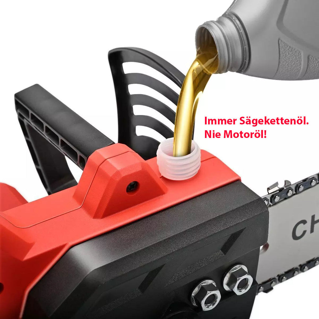Mini-Akku-Kettensäge 12 Zoll!  Inkl. 3,0 Ah Li-Ion-Akkus und Ladegerät.