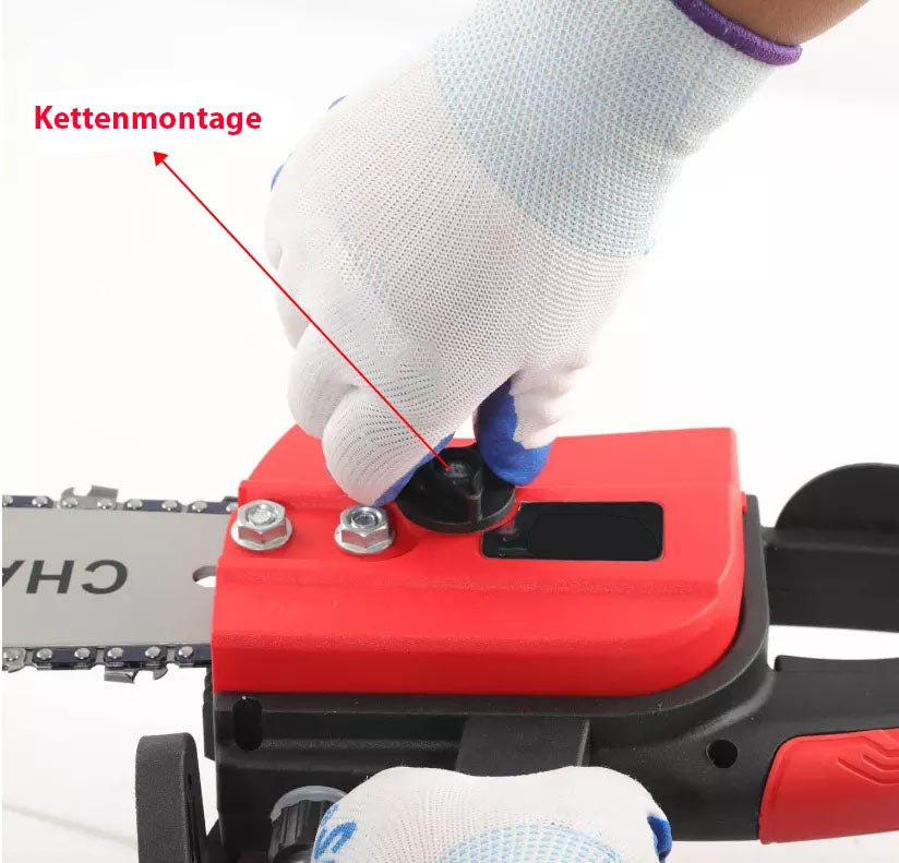 Mini-Akku-Kettensäge 12 Zoll!  Inkl. 3,0 Ah Li-Ion-Akkus und Ladegerät.