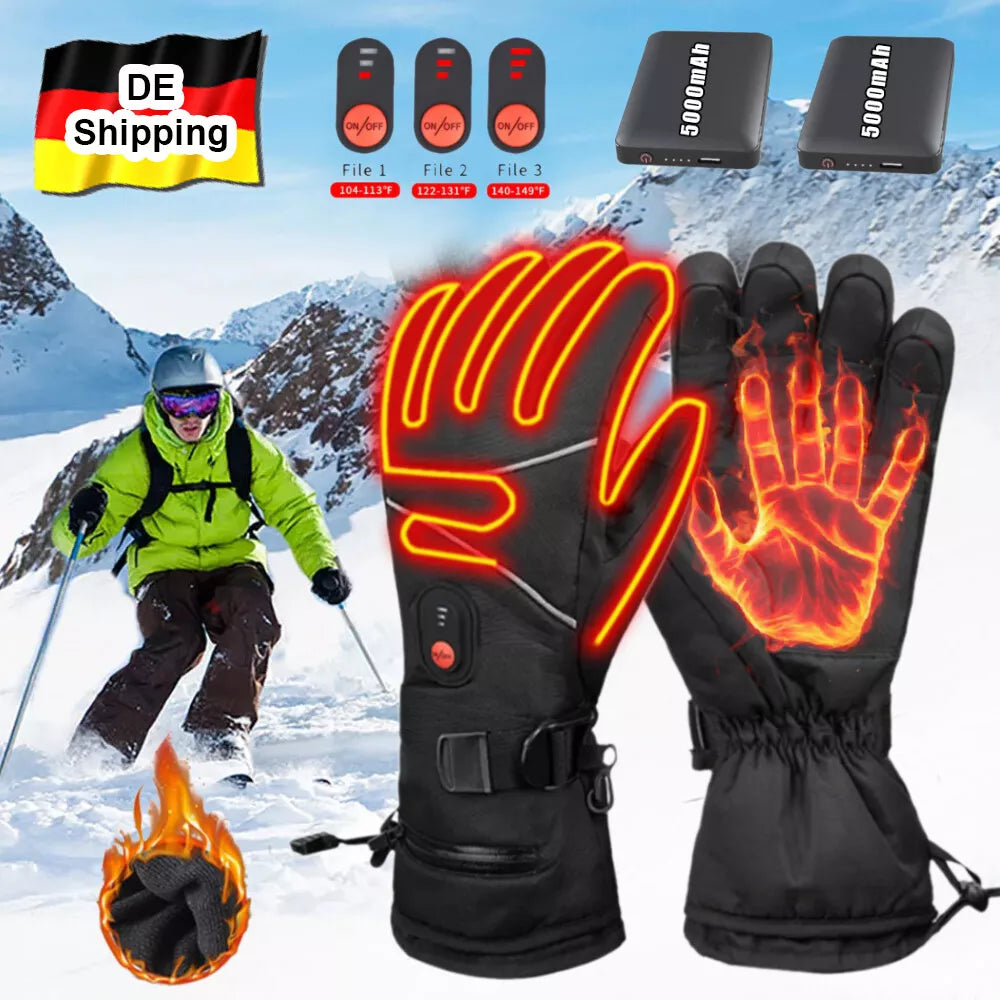 Handschuhe Einheitsgröße beheizbar mit 2 x 5000 mAh Akku. Für Skiurlaub, Motorrad. Im Winter in kalten Zeiten.