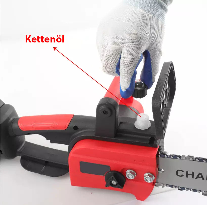 Mini-Akku-Kettensäge 12 Zoll!  Inkl. 3,0 Ah Li-Ion-Akkus und Ladegerät.