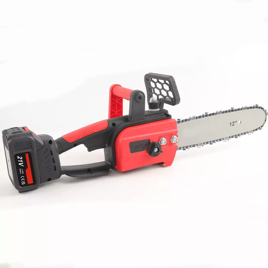 Mini-Akku-Kettensäge 12 Zoll!  Inkl. 3,0 Ah Li-Ion-Akkus und Ladegerät.