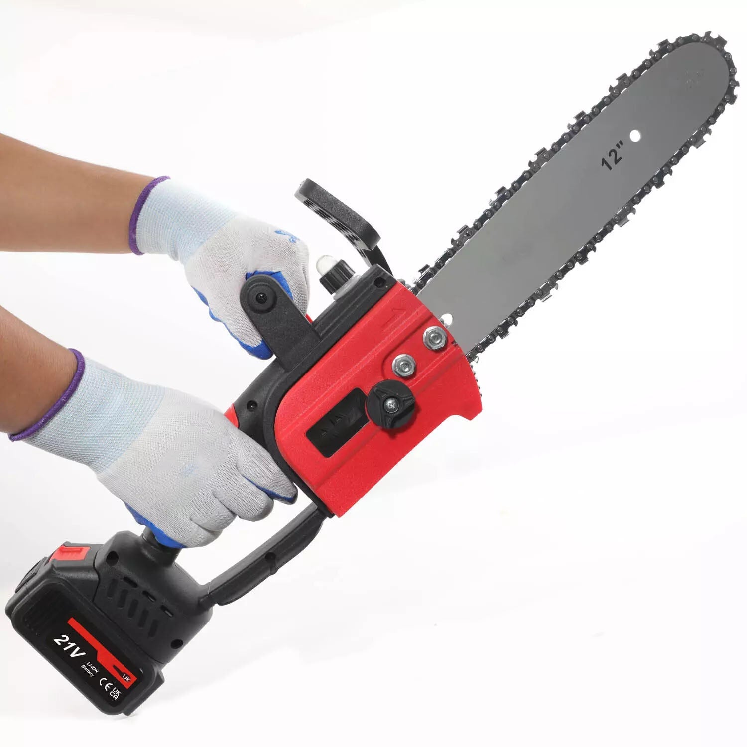 Mini-Akku-Kettensäge 12 Zoll!  Inkl. 3,0 Ah Li-Ion-Akkus und Ladegerät.