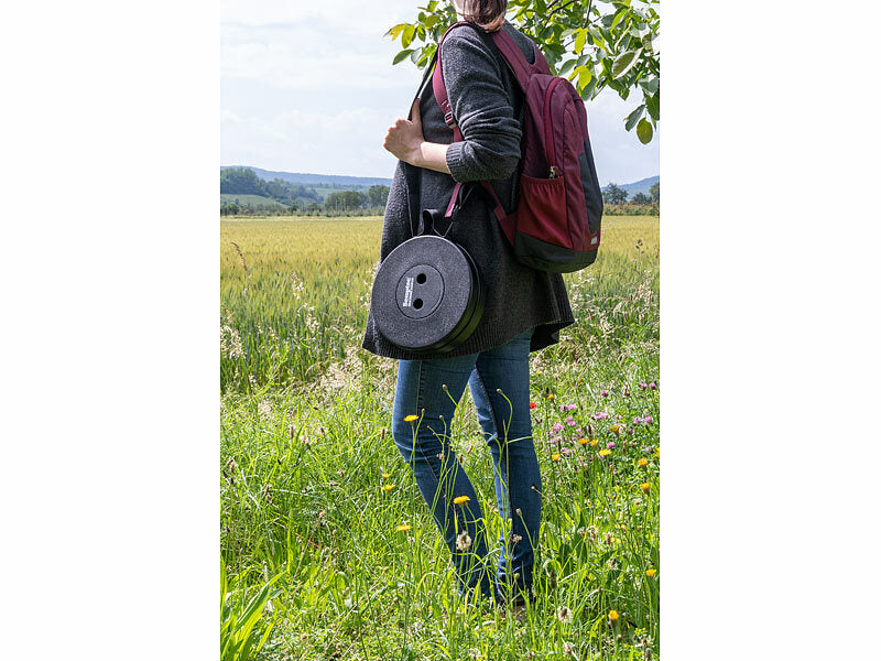 Teleskophocker - Ihr mobiler Sitzplatz für jede Gelegenheit. Für Stadtreinigungsarbeiten im Sitzen oder für Pausen.
